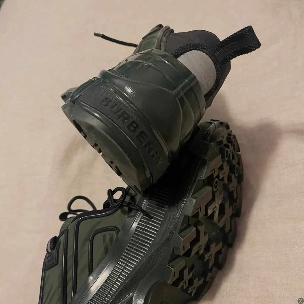 Burberry Nylon And Suede Arthur Sneakers In Green